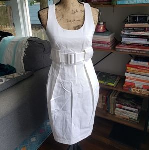 NWT White Fitted Sheath Wiggle Full Circle Dress Size Small